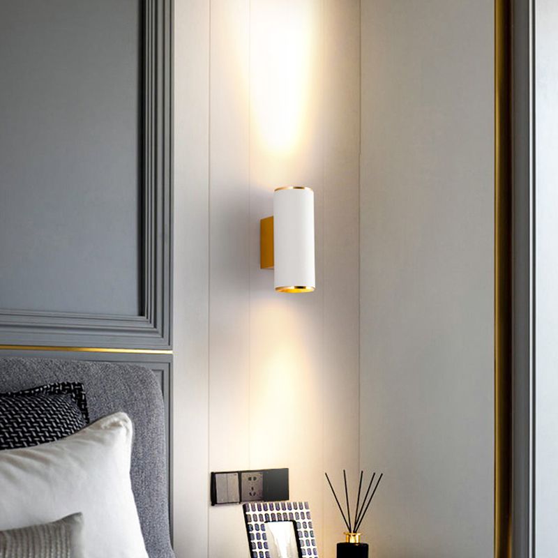 Medio cilindro forma de pared de metal estilo moderno 2 luces luz de montaje de pared