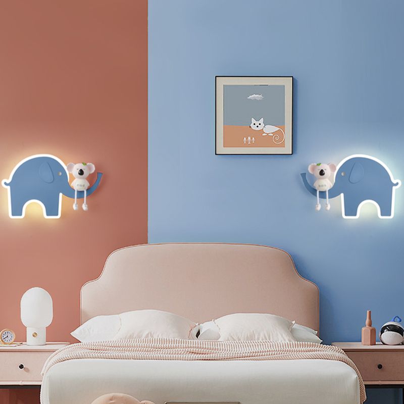 Cartoon Style Wall Light Colorful Metal Wall Lamp for Children's Room (Included Doll)