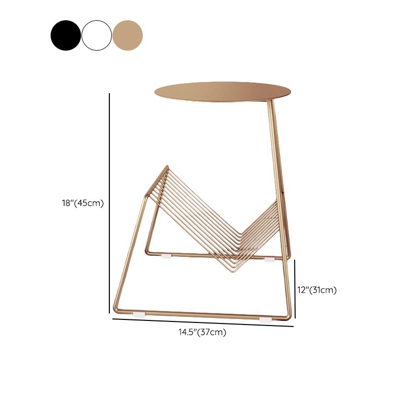Metallic Frame End Table with Storage Round Accent Side Table