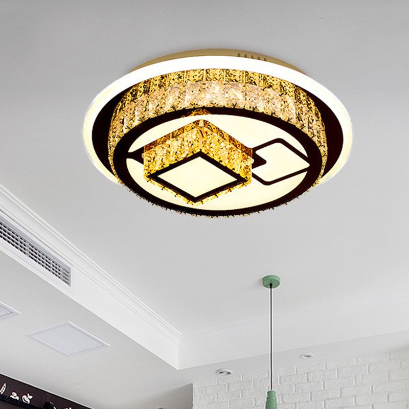 LED Flush Mount Ceiling Light Modern Loving Heart/Flower/Mushroom 2-Tier Crystal Inlaid Flushmount Lighting in Chrome