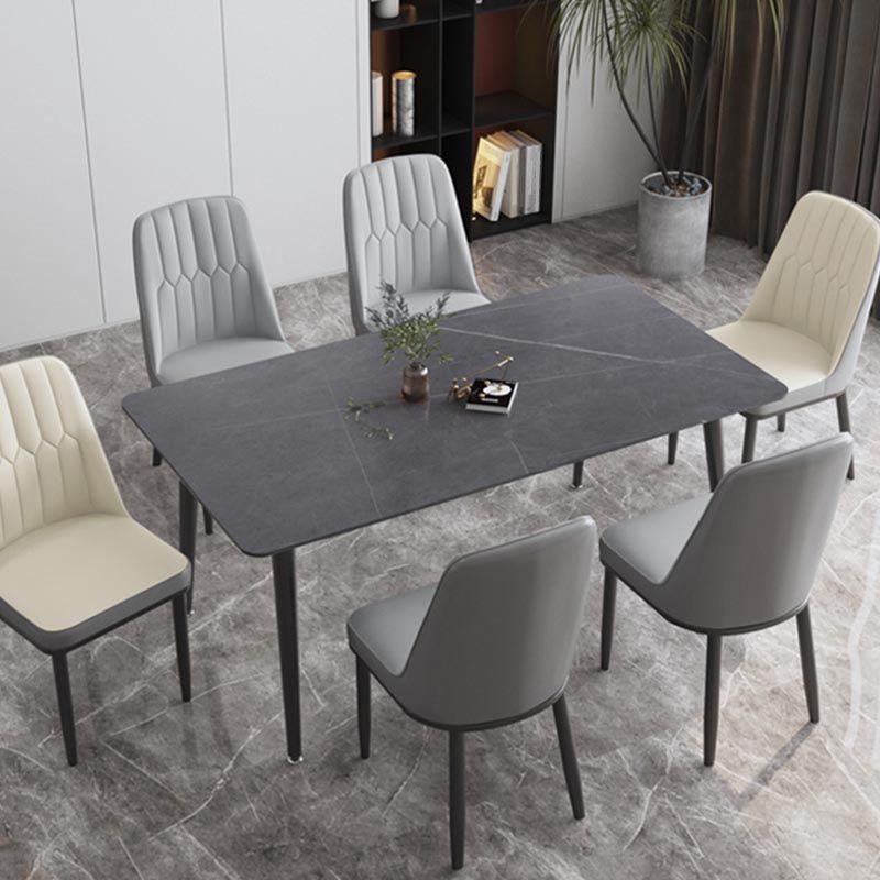 Industrial Stone Dining Table Rectangle Dining Table with 4 Legs