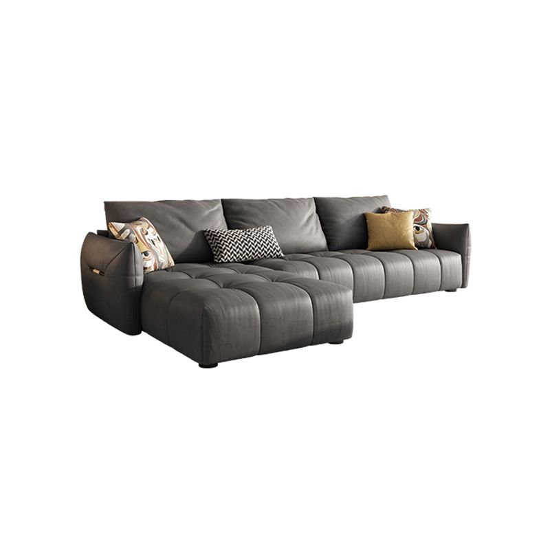 Square Arm Cloud Gray Cushion Back Contemporary Stain-Resistant Sofa