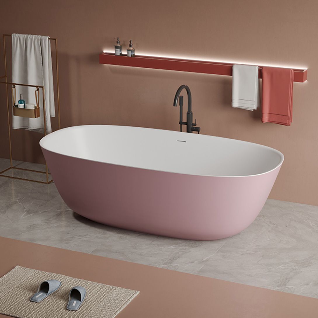 Soaking Antique Finish Bathtub Stand Alone Oval Modern Bath Tub