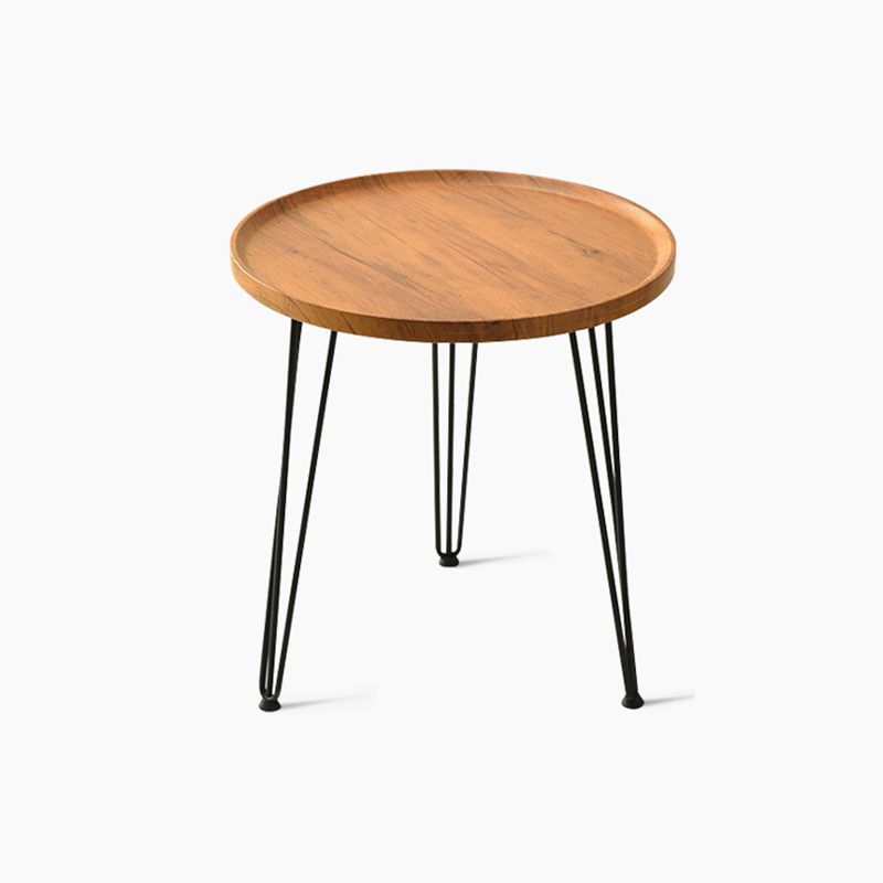 Contemporary 3 Legs End Table Round Wood Side Table in Brown