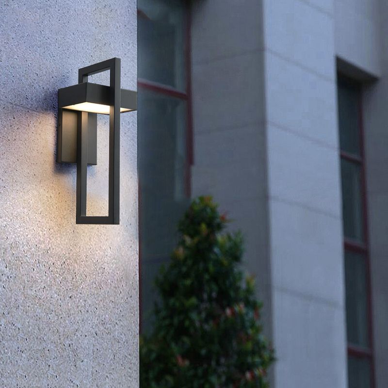 Minimalism Black Wall Light Sconces Metal Outdoor 1-Light Wall Mount Lamp