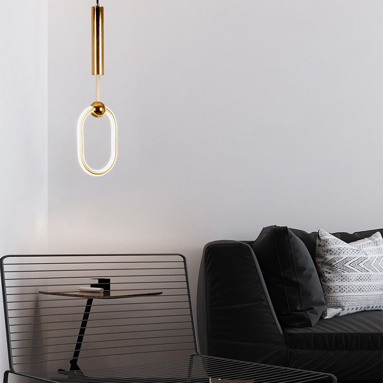 Métal Gold Metal Postmodern Pendant Light 1-Light Plafond plafond Light pour chambre à coucher