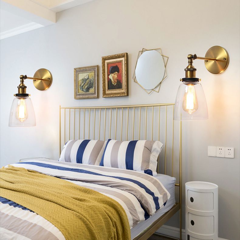 Loft Industrial Wall Mount Light Single Light Glass Shade Sconce Light for Bedside Restaurant
