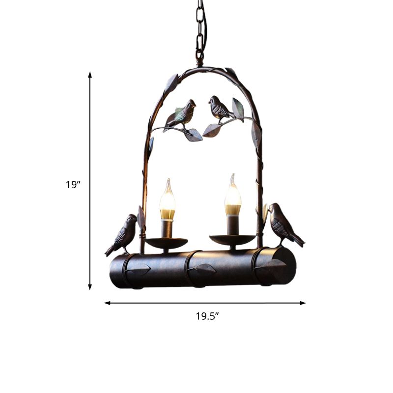 Lámpara de vela de estilo de vela de estilo colgante de 2 luces en óxido con/sin sombra de mármol