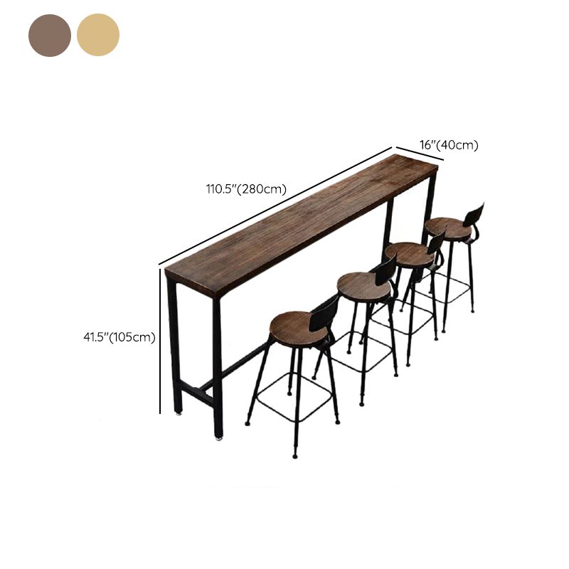 Industrial Indoor Bar Dining Table Metal and Wood Bar Stool Table
