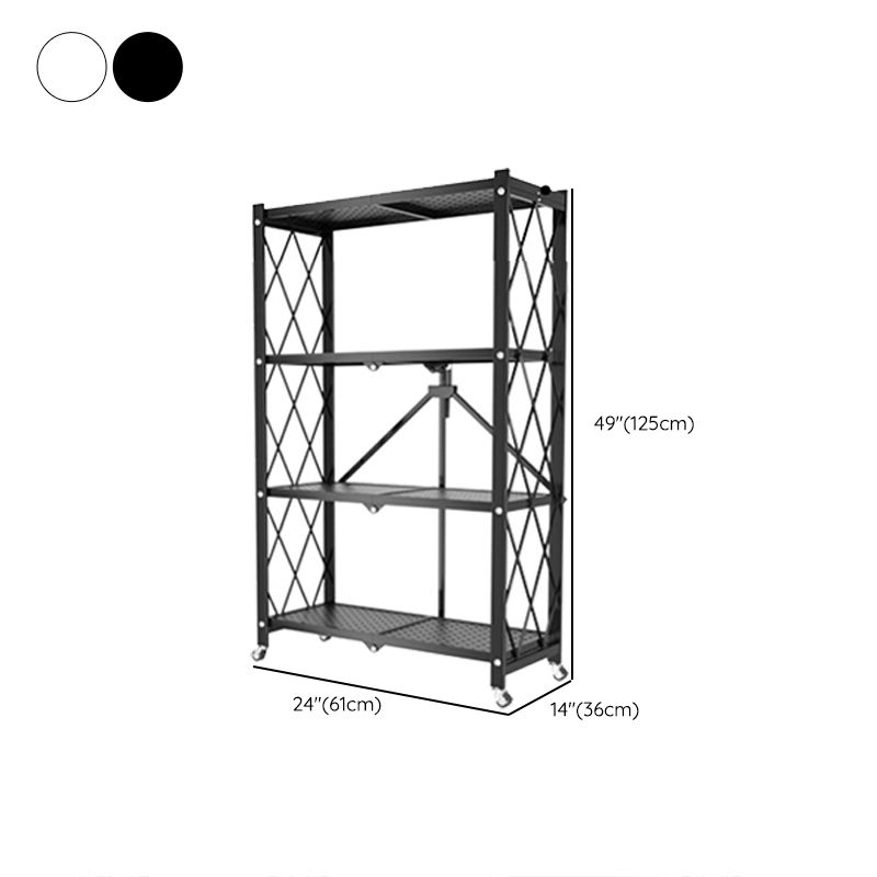Contemporary Etagere Bookcase  Black Shelf Steel Freestanding Open Back Shelf