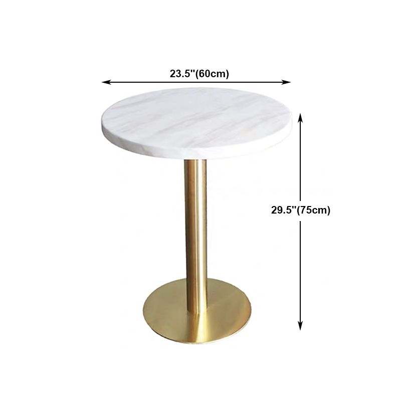Metal Industrial Pedestal Dining Table Marble Top Table for Dining Room