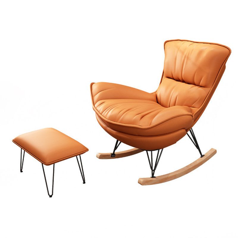 Modern Rocker Upholstered Tufted Cushions with Dark Leg Glider