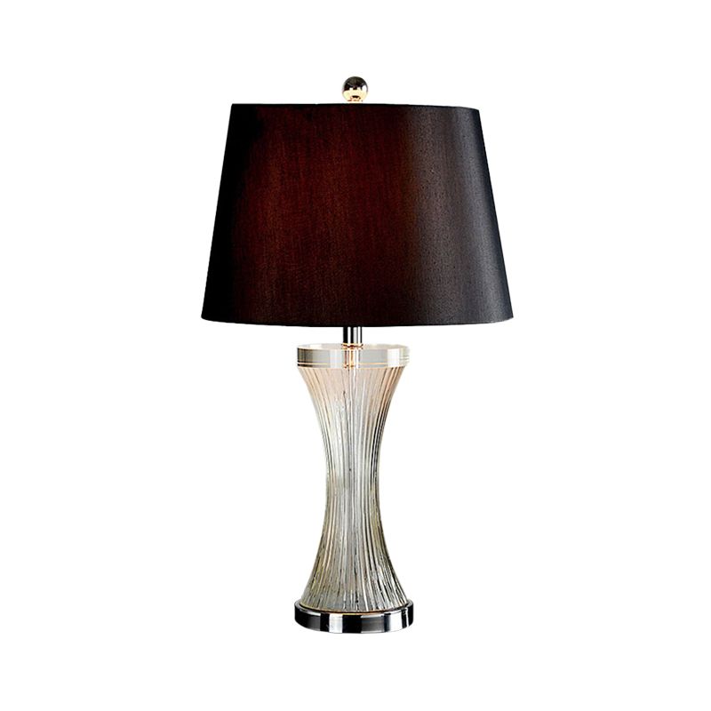 1 tête de salon lampe de table Simplicité Blanc / Black Desk Light With Barrel Fabric Obelle