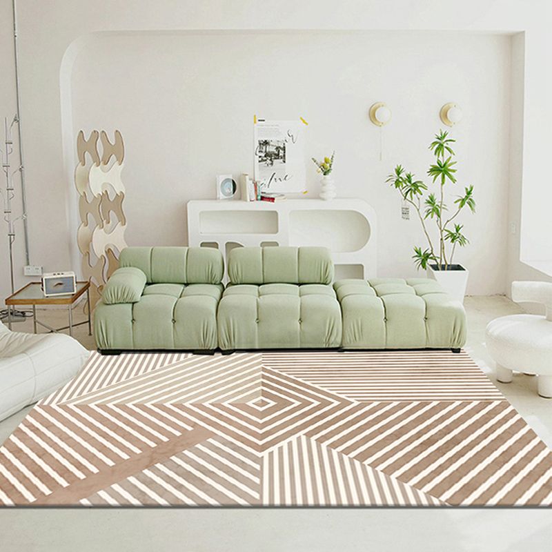 Minimalist Area Rug Simple Living Room Carpet Polyester Rug with Non-Slip Backing