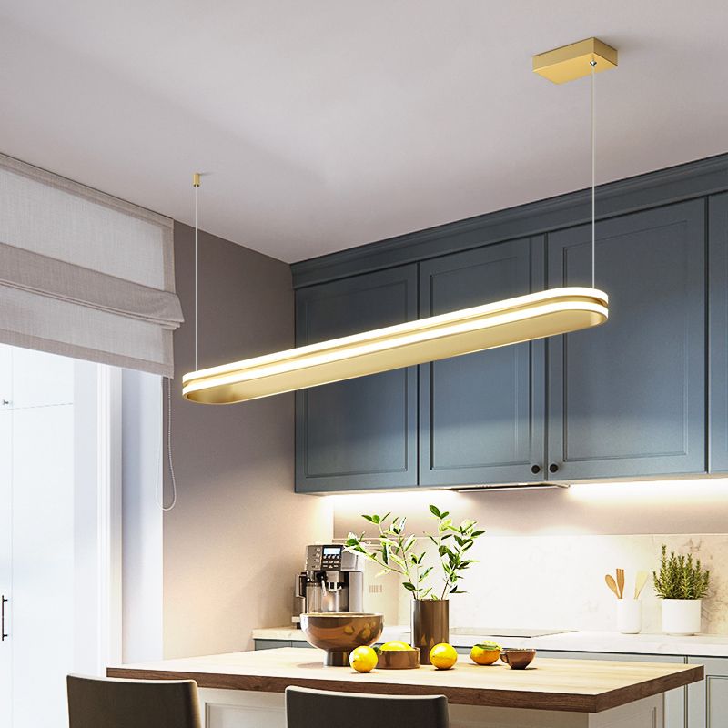 Modern Metal Island Light Geometric Gold LED Island Pendant for Dining Room