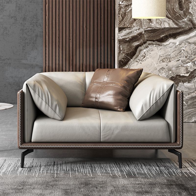 Modern Genuine Leather Living Room Pillow Top Arm Cushions Seating
