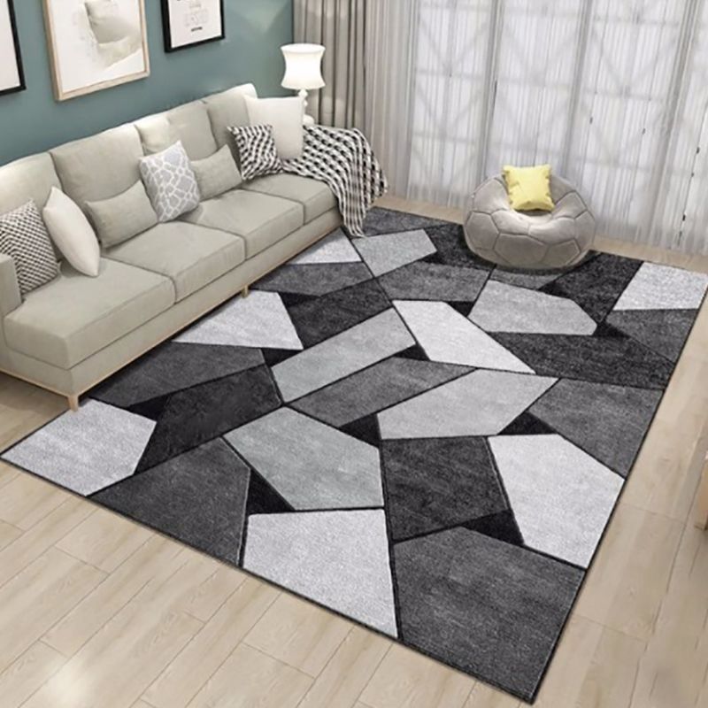 Minimalistic Living Room Rug Multi Color Geometric Print Rug Polypropylene Machine Washable Stain Resistant Non-Slip Rug