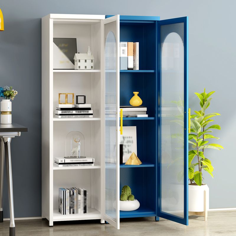 Metal Industrial Standard Bookcase Vertical Bookcase with Glass Door