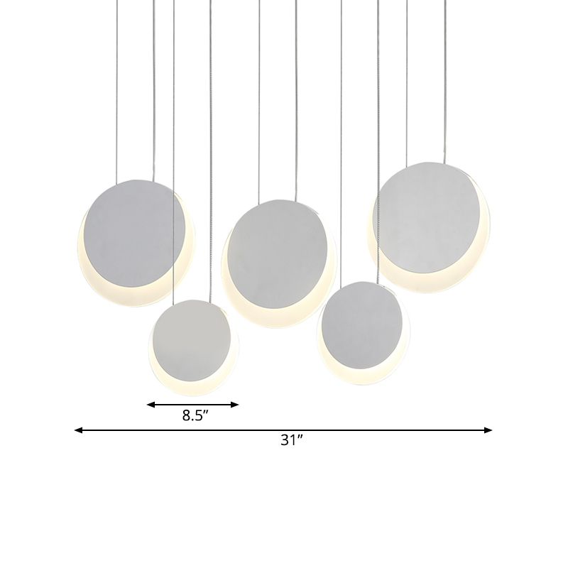 Colgante múltiple en forma de luna metal nórdico 3/4/5 luces blanca clúster luz de colgante en luz cálida/blanca