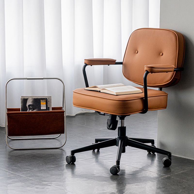 Padded Arms Desk Chair No Distressing Leather Ergonomic Office Chair with Wheels