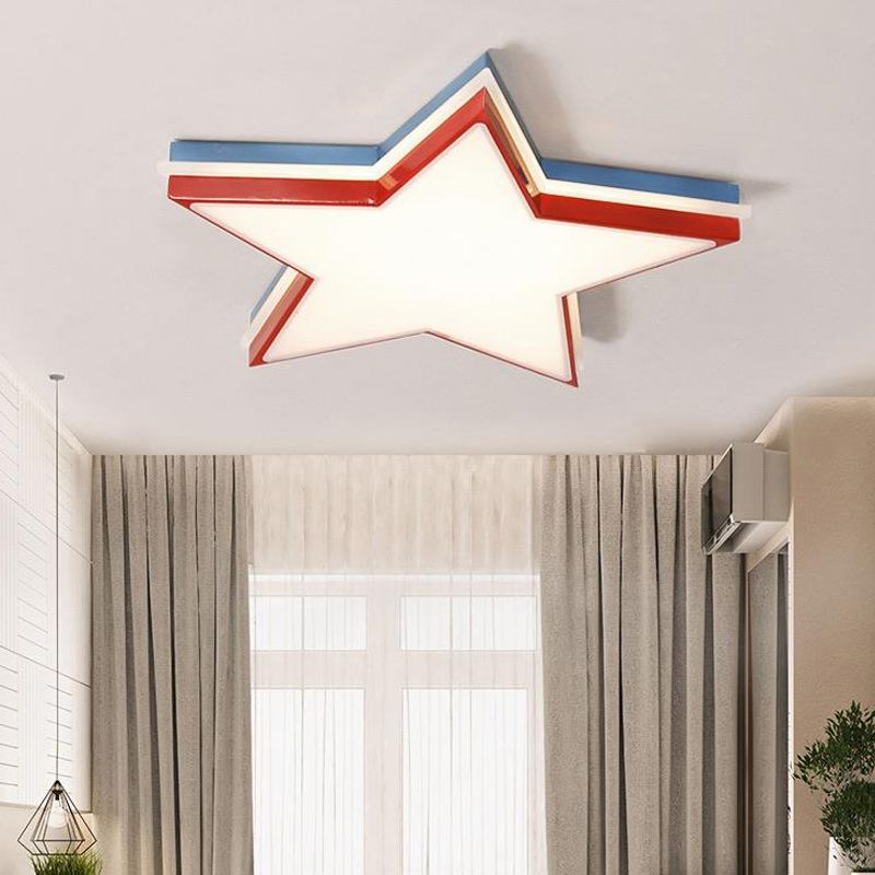 Slim Panel Star Inbouwlamp Kinder acryl LED-plafondlamp in wit voor jongensslaapkamer