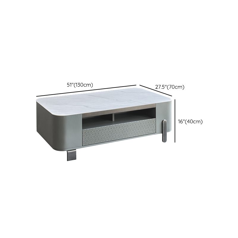 27" Wide Contemporary 4 Legs Slate White Rectangular Coffee Table