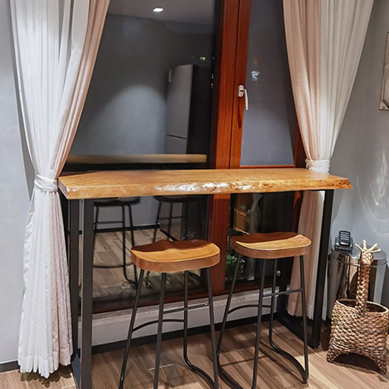 Brown Modern Style Table Solid Wood and Iron Milk Tea Shop Bar Table
