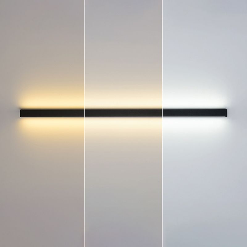 Linear Shape Metal Wall Lighting Modern Style 1-Light Wall Mounted Light in Black