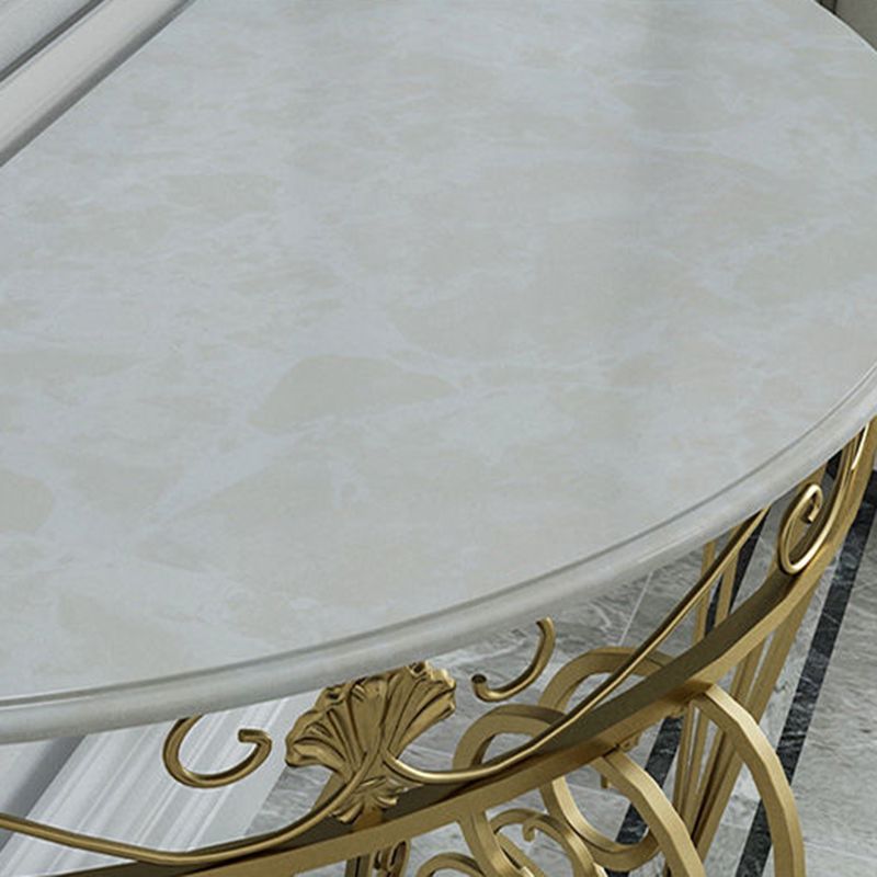 4 Legs Hall Faux Wood Tabletop Half Moon Scratch Resistant and Stain Resistant Console
