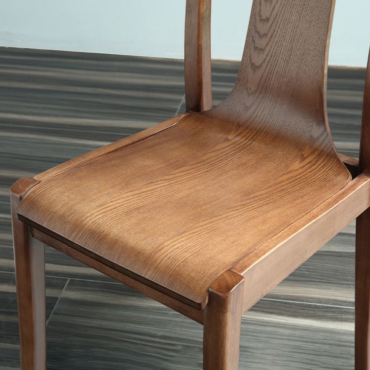 Silla auxiliar de comedor de madera de estilo tradicional, sillas sin brazos con respaldo de listones para cocina (juego de 2)