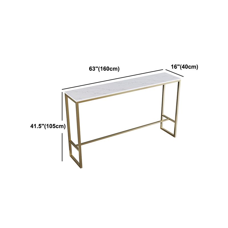 Stone Bar Dining Table Glam Style Rectangle Bar Table with Trestle for Dessert Shop