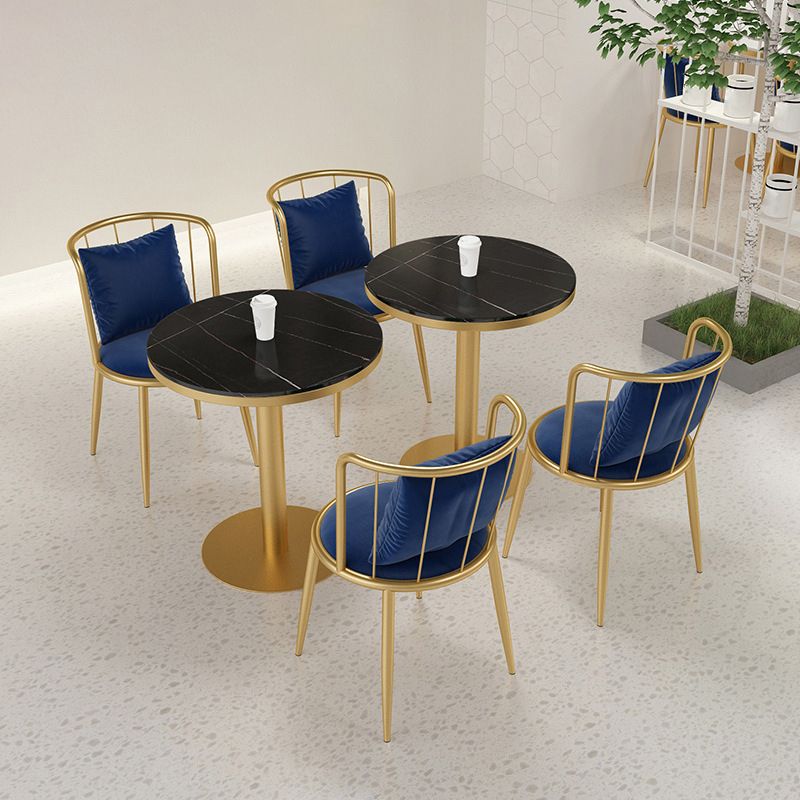 1/3 Pcs Metal Glam Dining Room Set with Round Table and Pedestal Base Dining Set