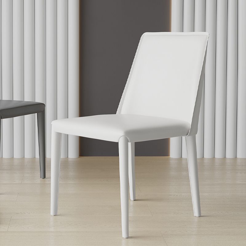 Low Back Armless Dining Chairs Modern Faux Leather Side Chair