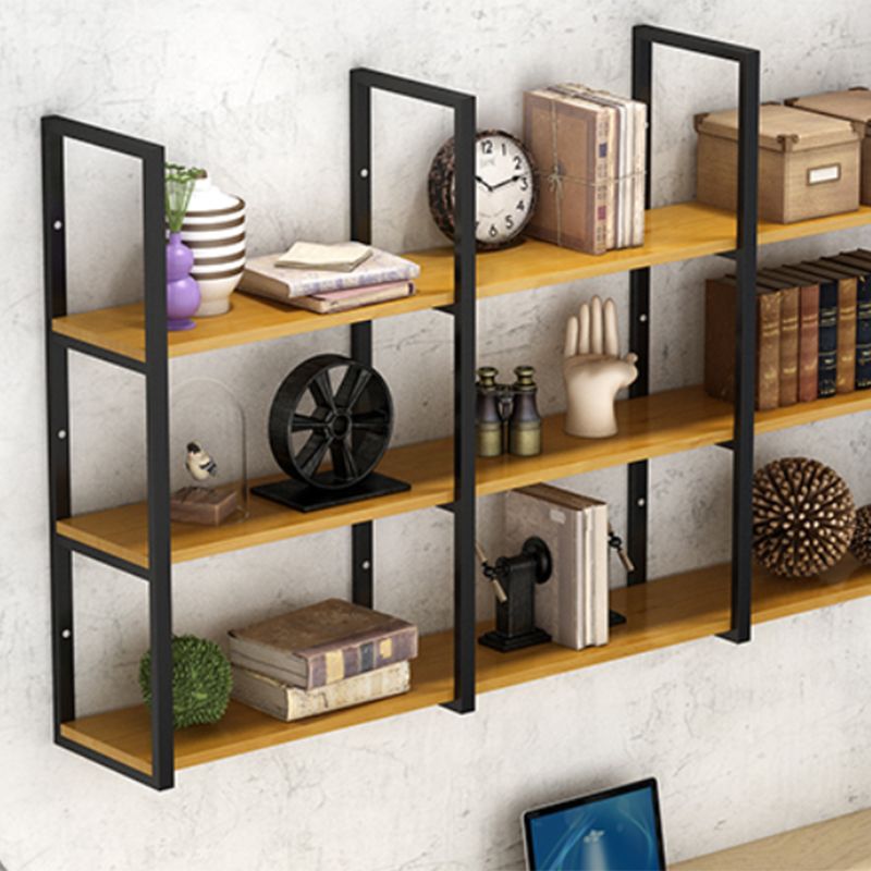 Contemporary Wooden Bookshelf Closed Back Floating Natural Bookcase