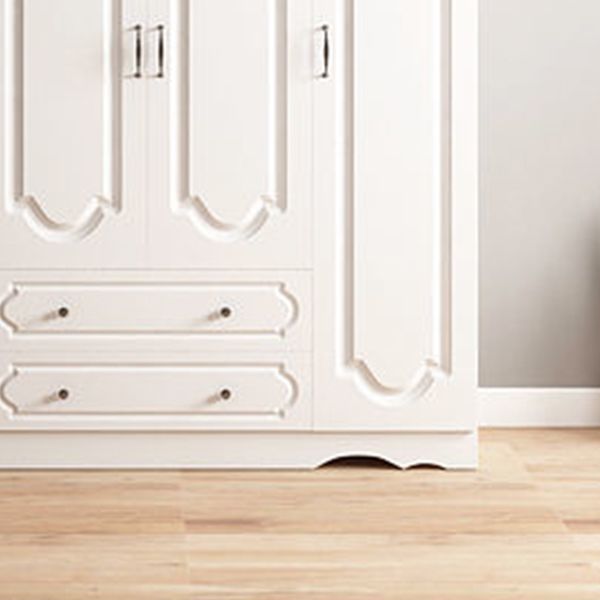 Engineered Wood Wardrobe Closet with Garment Rod White Wardrobe Cabinet