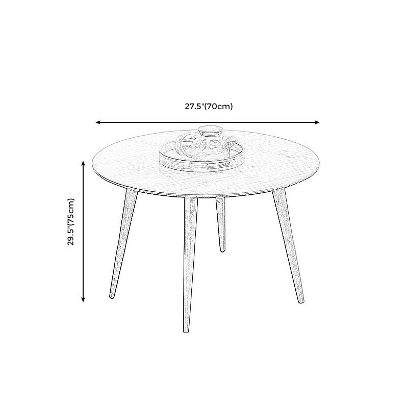 Round Wood Coffee Table Scandinavian 4 Legs Natural Cocktail Table