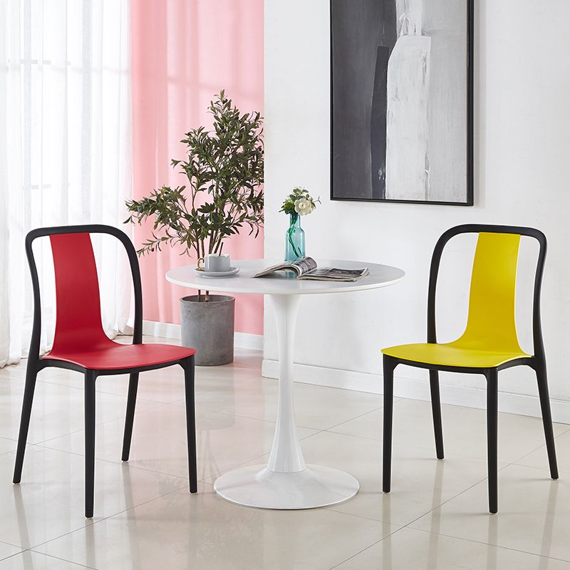 Modern Dining Room Armless Plastic Slat Back Stacking Dining Chair