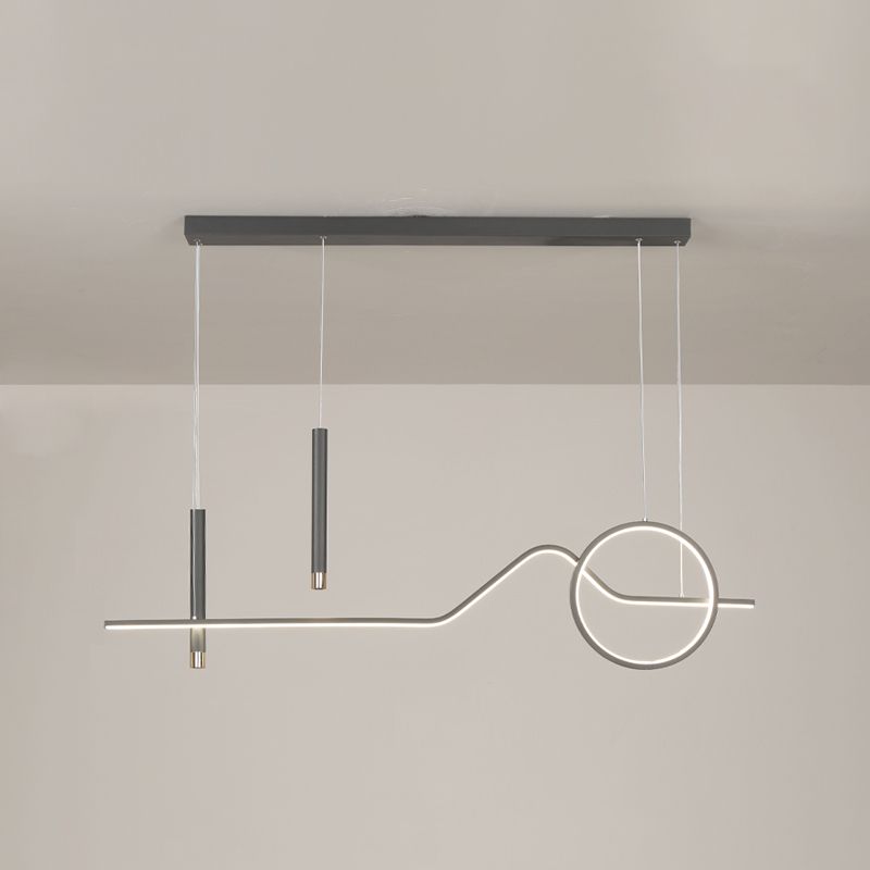 Contemporary Geometric Island Lighting Metal 4 Light Island Light Fixture