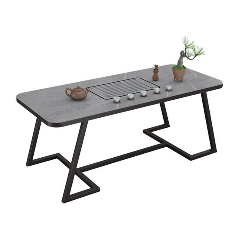 Metal and Stone Table Glam Style Family Rectangular Dining Table