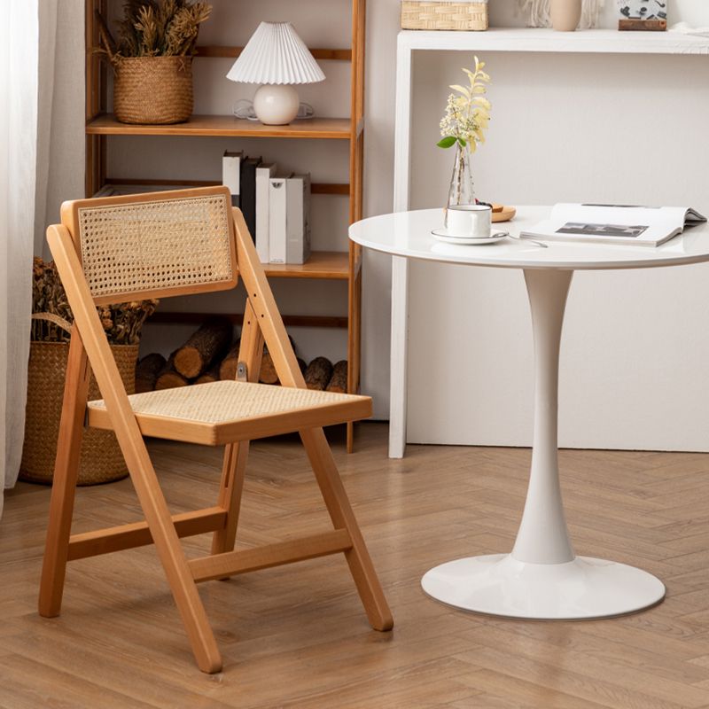 Silla de comedor casera de madera industrial, silla lateral de comedor sin brazos con respaldo abierto y respaldo de caña