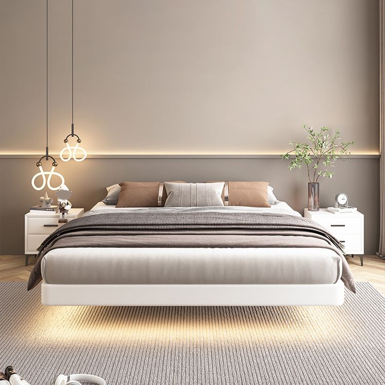 Contemporary Platform Bed Wood and Upholstered Platform Bed Frame with Metal Legs