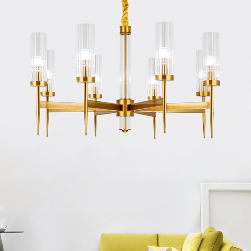 Cilíndrico de metal Candelier Chandelier Contemporáne de lámpara de lámpara de lámpara en oro