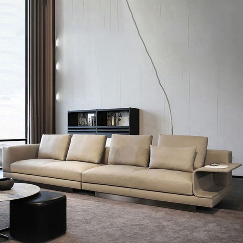 Scandinavian Light-grey Loose Back Square Arm Living Room Seating