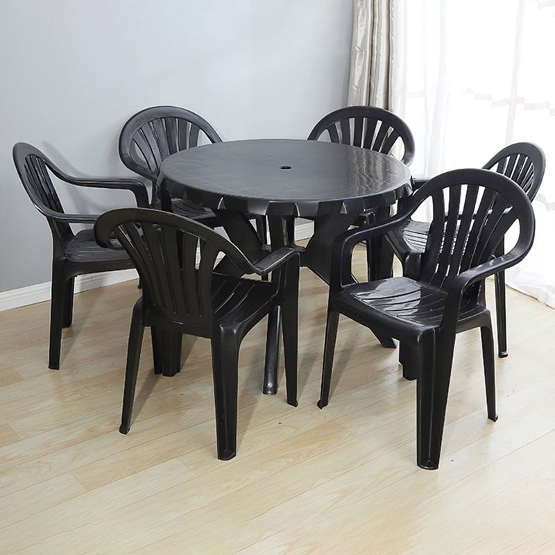 Modern Plastic Dining Arm Chairs Home Stackable Windsor Dining Armchair