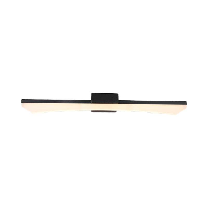 Contemporary Curved Vanity Lighting Fixture Acrylic LED Bathroom Sconce Light in Black, Warm/White Light