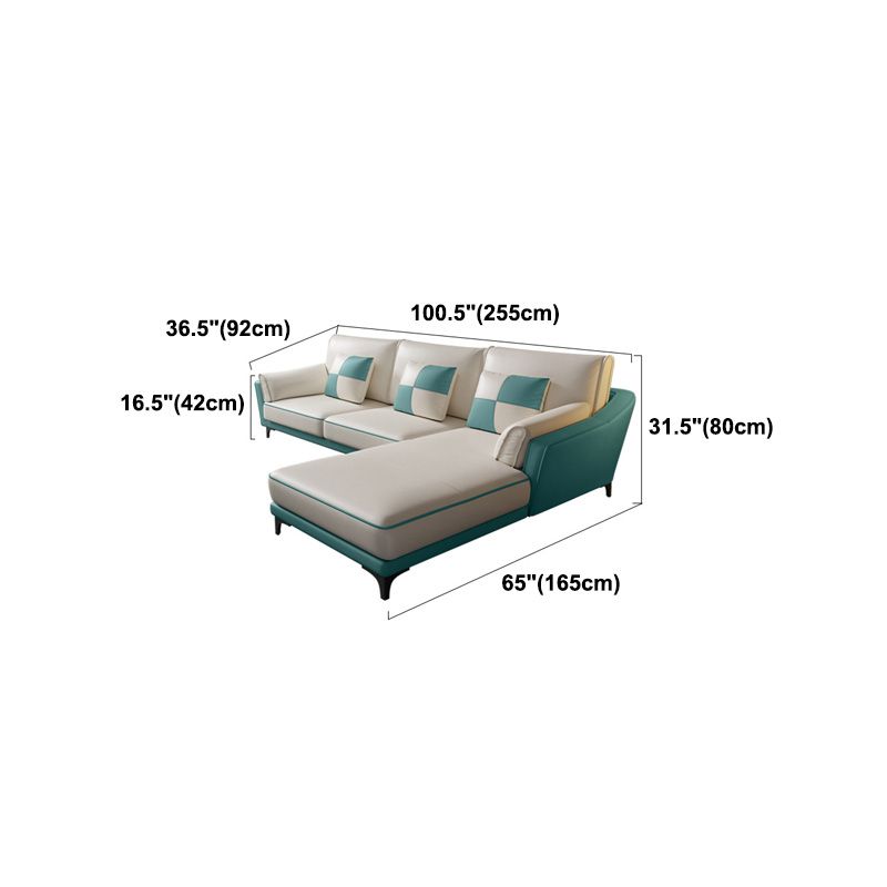 Sloped Arm Sectional Modernism Genuine Leather 3/4-seat Sectional