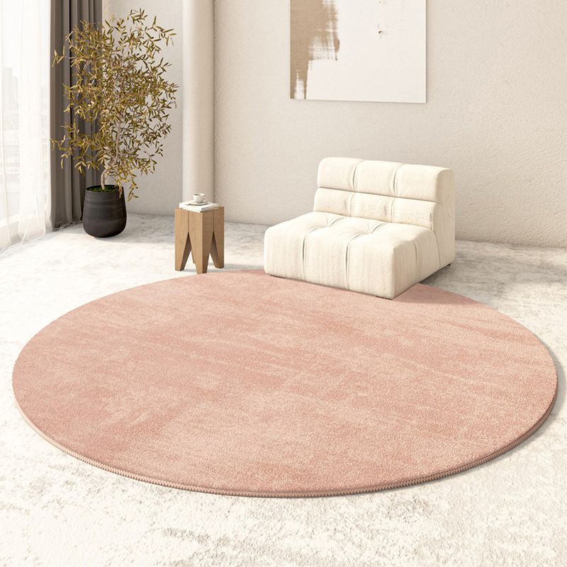 Round Plain Shag Area Rug Polyester Modern Carpet Non-Slip Backing Indoor Rug for Living Room