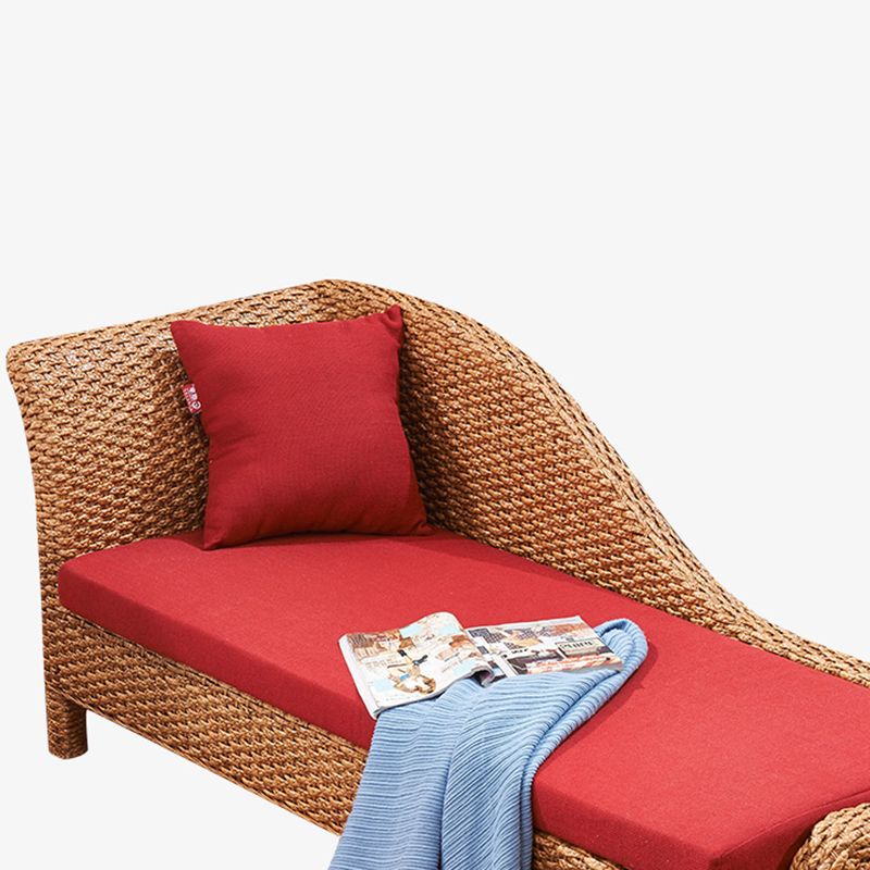 Rattan Chaise Lounge Chair Upholstered Chaise with One Armed