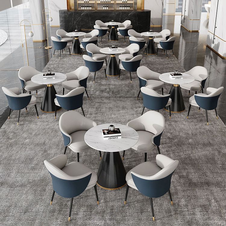 Traditional Luxury Round Dining Table Sintered Stone Table with Black Pedestal Base