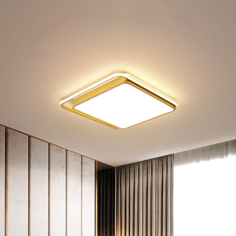 Techo cuadrado de oro a ras del modernismo 10 "/18" /21,5 " W Luz de descarga de metal LED para sala de estar, luz cálida/blanca